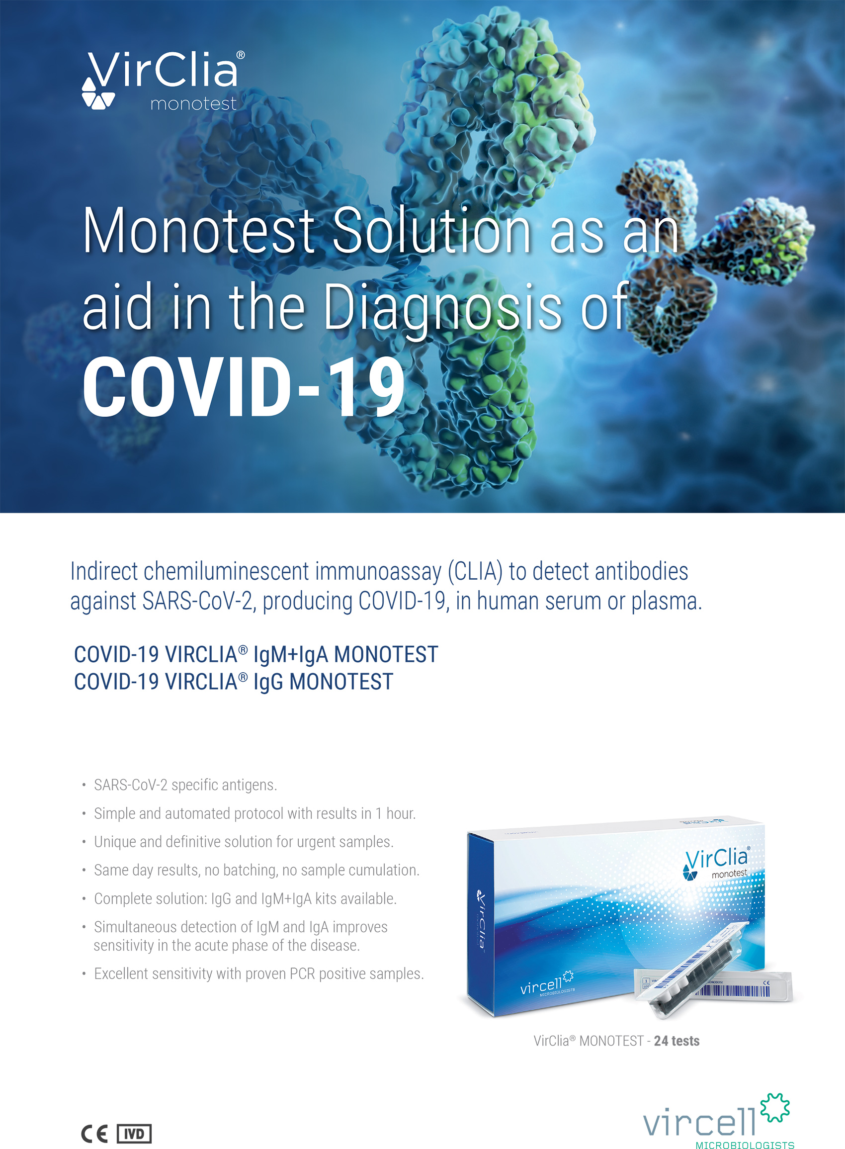 COVID-19 VIRCLIA® IgM+IgA MONOTEST 