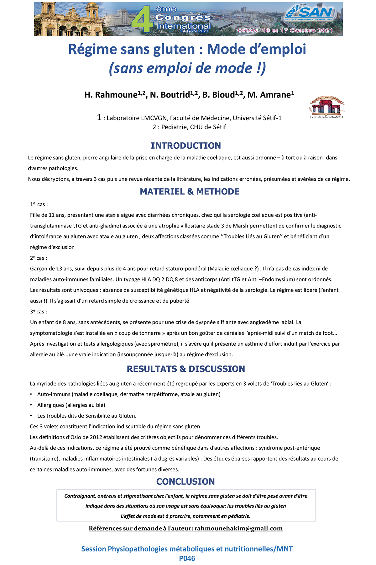 P046 : Régime sans gluten : Mode d’emploi  (sans emploi de mode !)