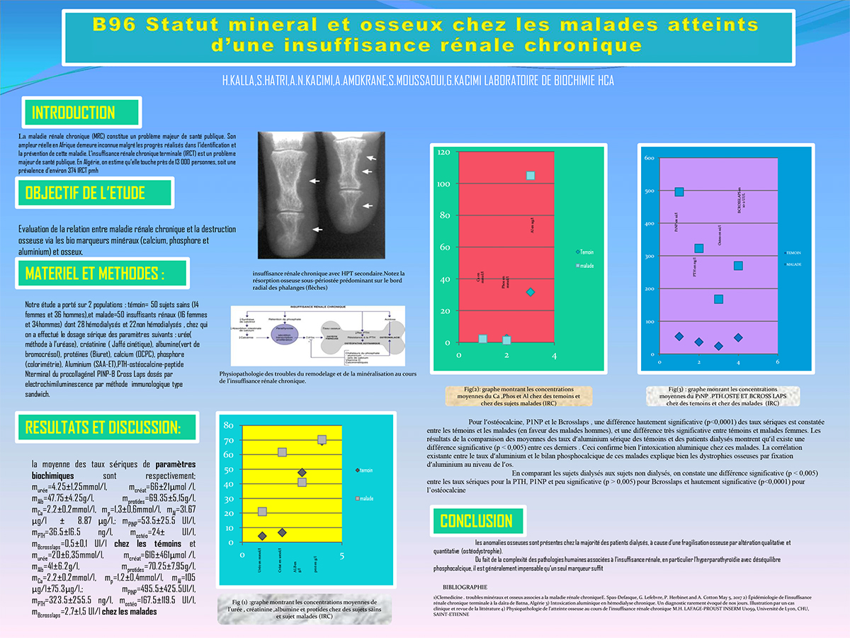 B96: Statut mineral et osseux chez les malades atteints d’une insuffisance rénale chronique