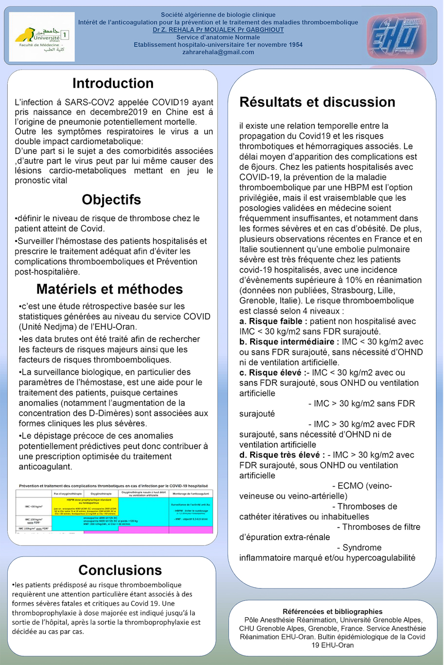 C15: Intérêt de l’anticoagulation pour la prévention et le traitement des maladies thromboembolique