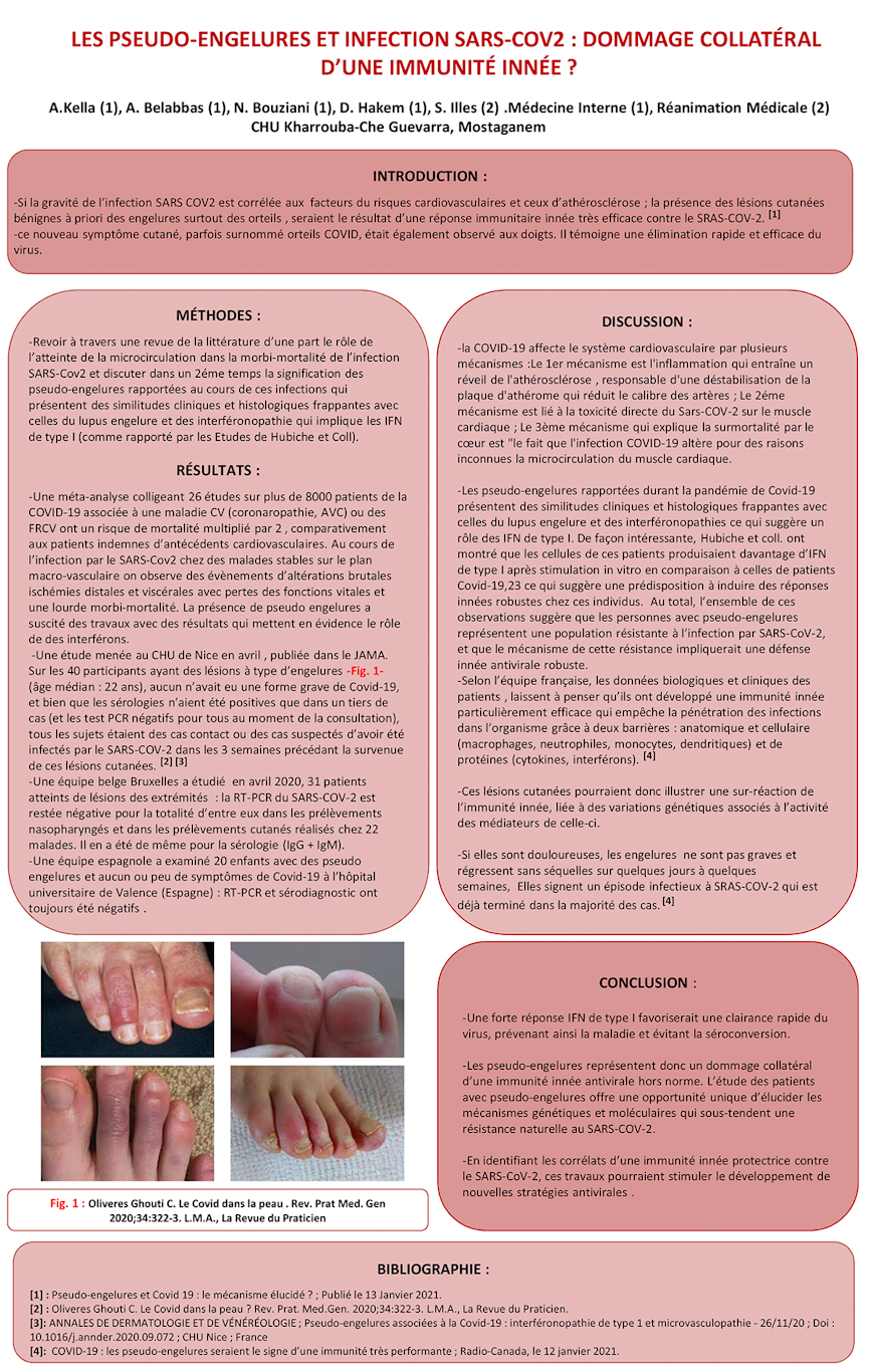 I13: LES PSEUDO-ENGELURES ET INFECTION SARS-COV2 : DOMMAGE COLLATÉRAL  D’UNE IMMUNITÉ INNÉE ?