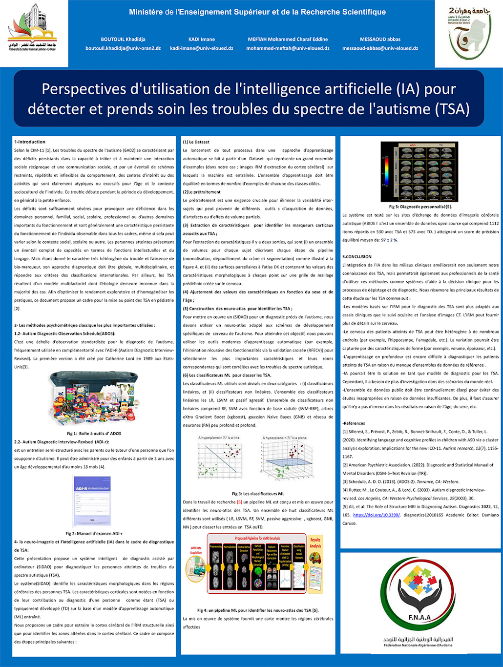 NV-34 Perspectives d'utilisation de l'intelligence artificielle (IA) pour détecter et prends soin les troubles du spectre de  l'autisme (TSA).