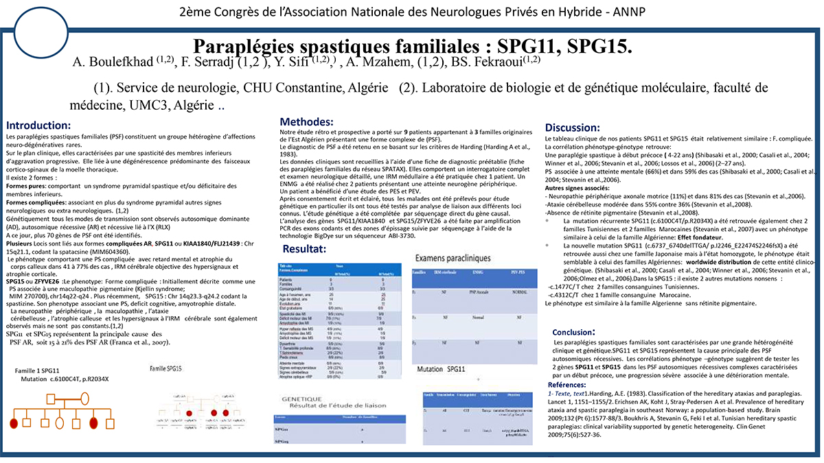 NV-42 Paraplégies spastiques familiales: SPG11, SPG15. - Santedz